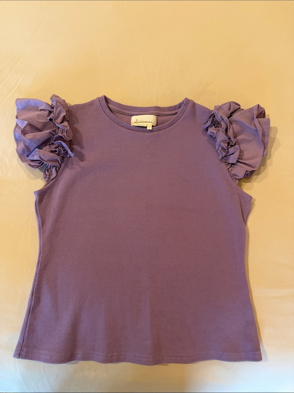 Anthropologie Lavender Ruffle Sleeve Tee